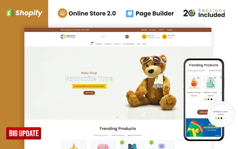 创意玩具商店的Shopify主题