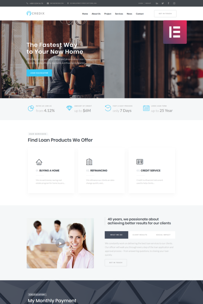 Credix – 财务多用途极简WordPress Elementor主题