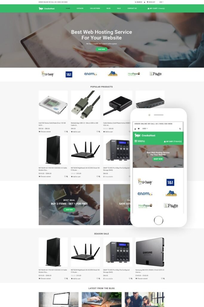 Crocko Host – 主题清新的 Shopify 电子商务托管界面