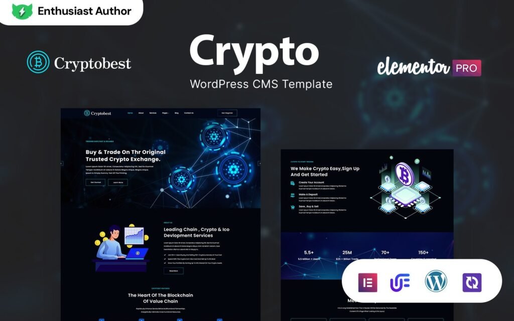 CryptoBest – Cryptocurrency And Bitcoin WordPress Elementor主题
