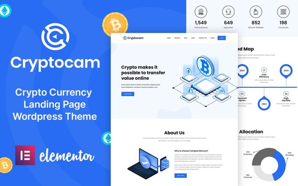 CryptoCam – 加密货币和金融WordPress主题