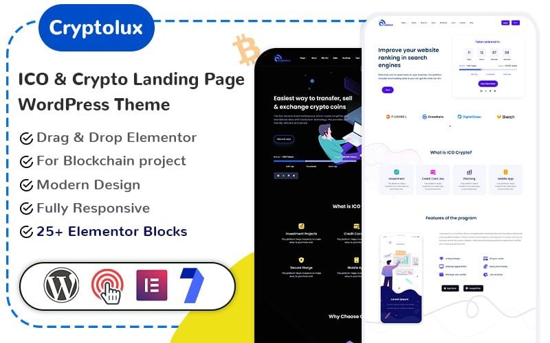 Cryptolux – ICO和加密货币落地页WordPress主题