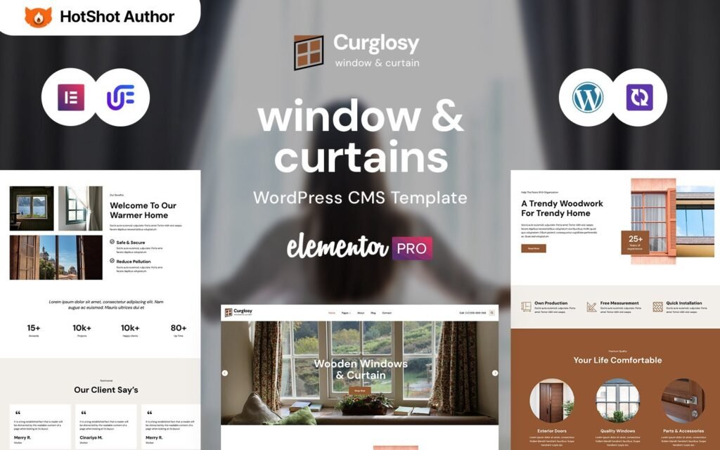 Curglosy – Windows 和 Curtains 的 WordPress Elementor 主题