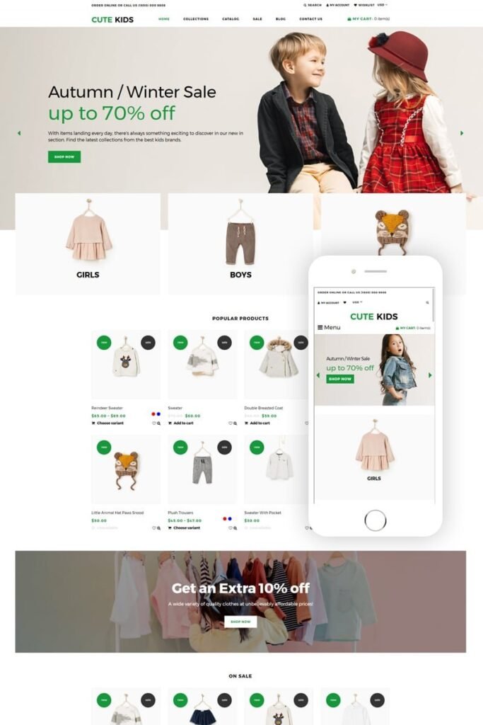 可爱儿童- 时尚响应式清洁Shopify主题