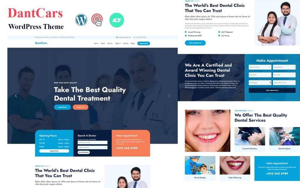 Dantcars 是一款专为牙医诊所设计的 WordPress 主题。