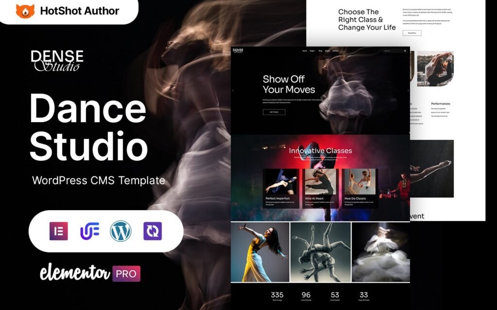 Dense Studio – 舞蹈工作室和学院WordPress Elementor主题