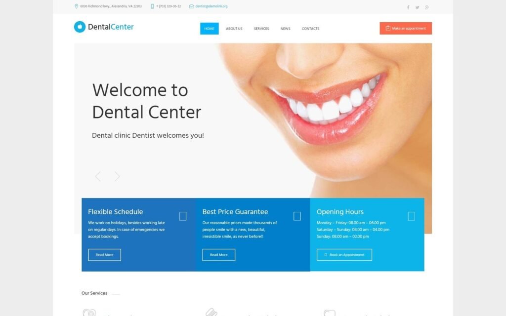 Dentalcenter – 牙科诊所响应式WordPress主题