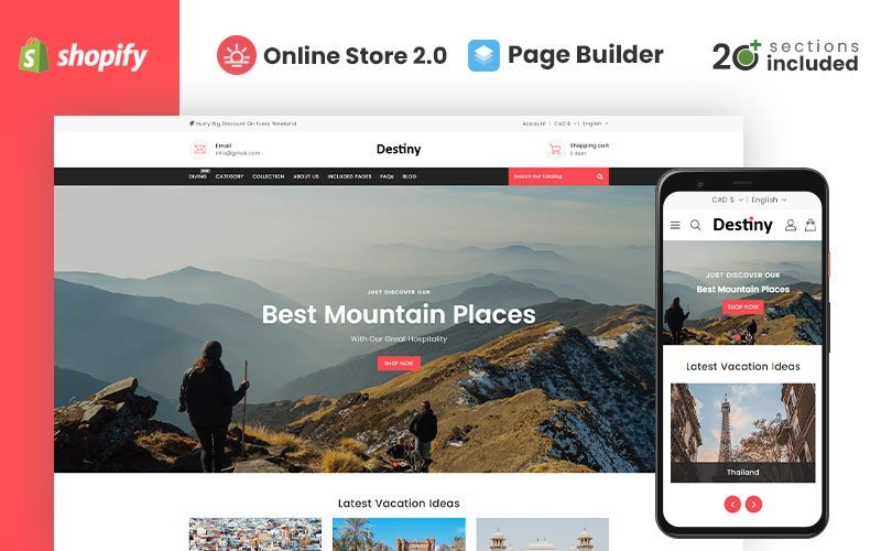 Destiny Travel Accessories Store Shopify主题