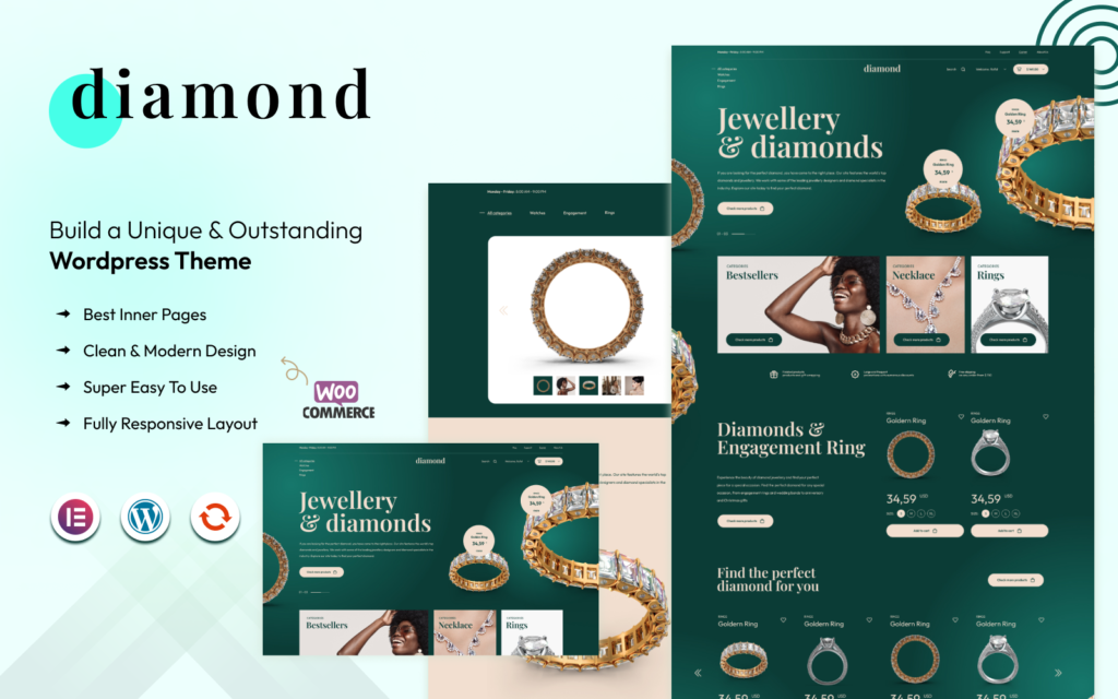 Diamond（钻石）- 一种闪亮的资产 – WooCommerce Elementor 主题
