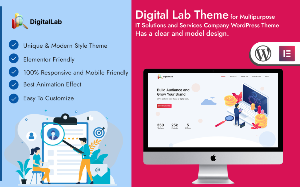 DigitalLab – IT Solutions Company 是一款面向IT解决方案公司的WordPress主题。