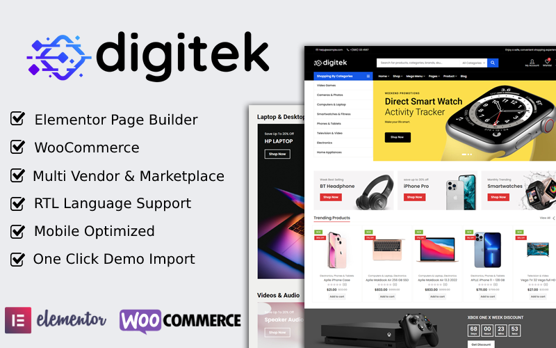 Digitek – Elementor 电子商务主题