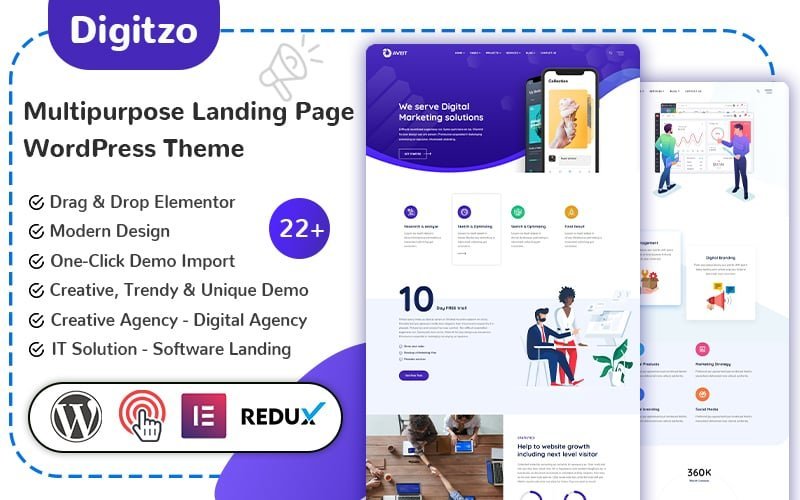 Digitzo – 多用途落地页WordPress主题