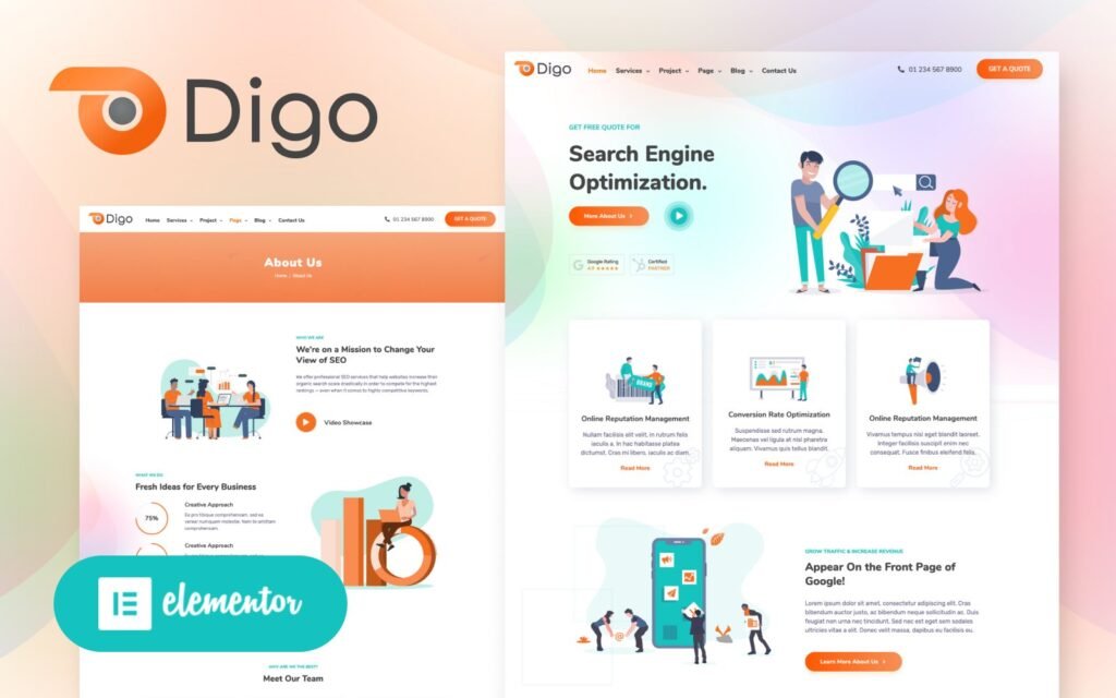 Digo – SEO和数字营销机构WordPress Elementor主题