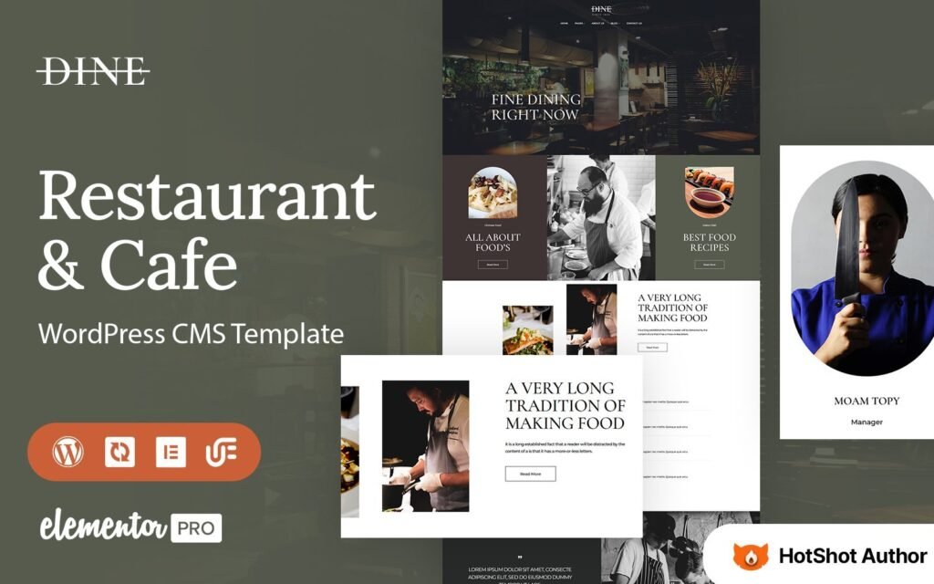 Dine – 餐厅和咖啡馆WordPress Elementor主题