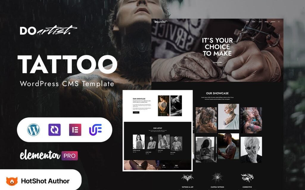 Doartist是一个专为纹身艺术家设计的WordPress Elementor主题。