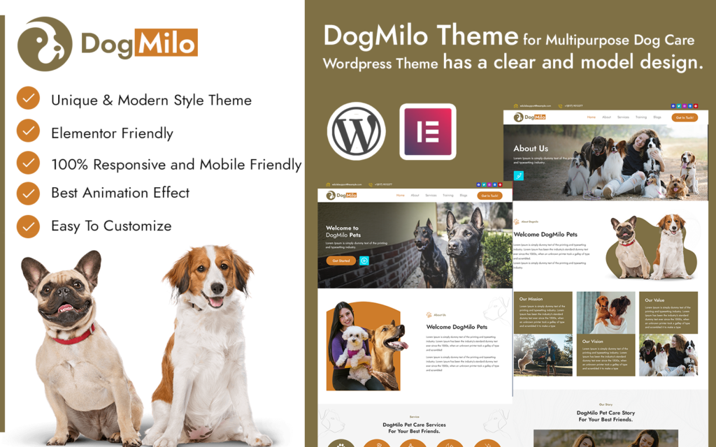 DogMilo是一个面向WordPress的狗照护主题。