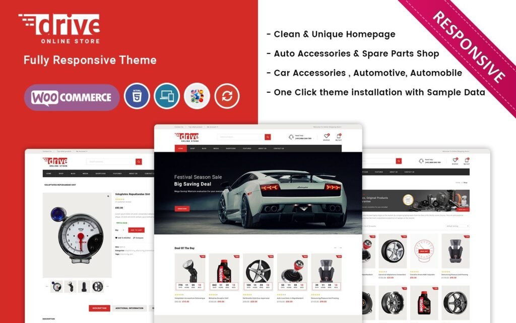 Drive -汽车配件和汽车配件 WooCommerce 主题