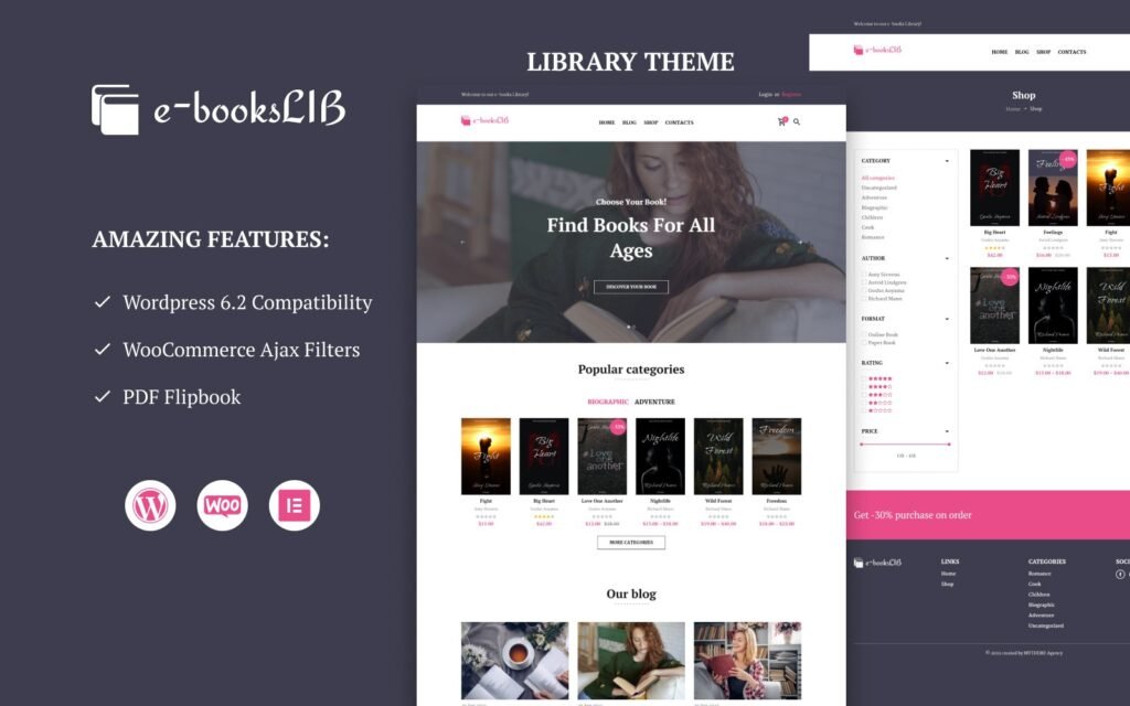 E-booksLib – 书评和图书馆 WooCommerce 主题