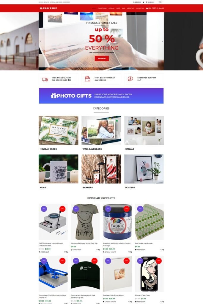 Easyprint – 打印多种货币的简约Shopify主题