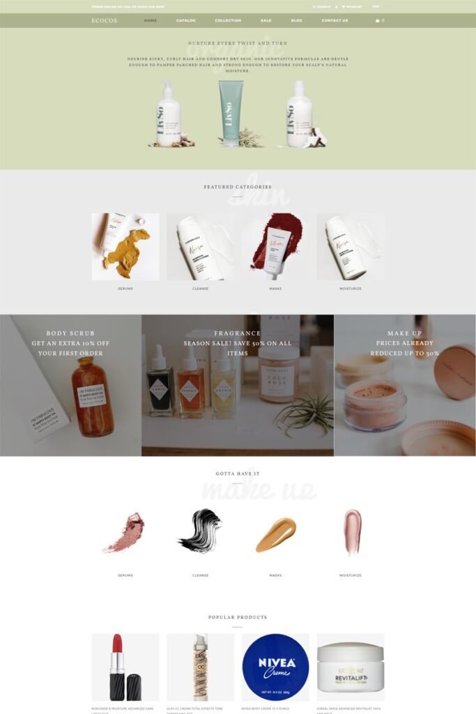 Ecocos – 化妆品商店电子商务现代Shopify主题