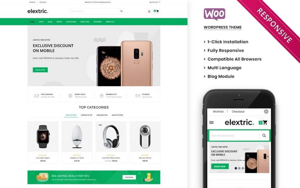 Elextric – 高级电子商店 WooCommerce 主题