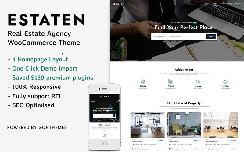 Estaten – 房地产代理 WooCommerce 主题