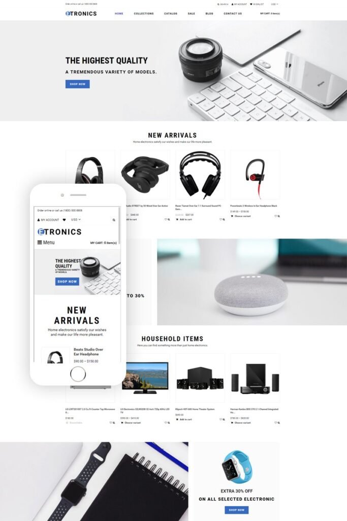 ETRONIX – 电子产品商店即用极简主题 Shopify 主题