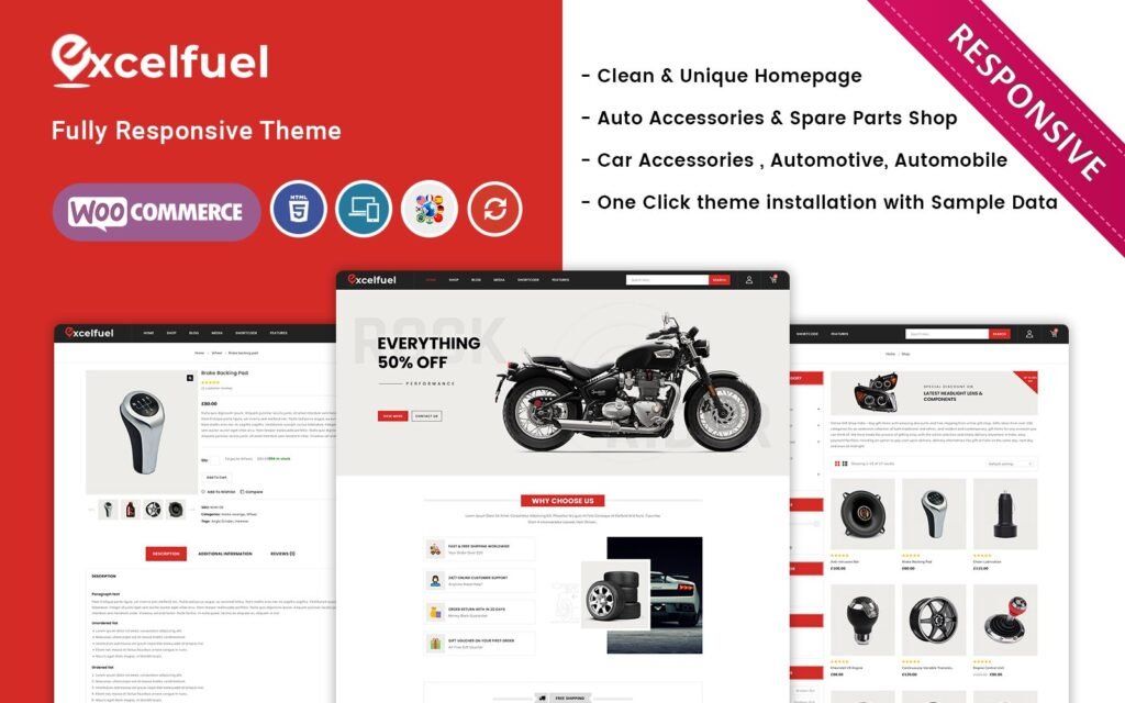 Excelfuel – 汽车商店响应式WooCommerce主题
