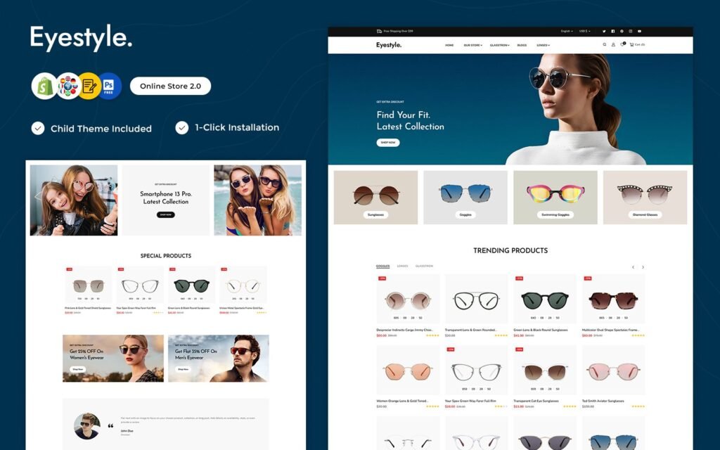 Eyestyle – 眼镜、护目镜和太阳镜多用途Shopify主题