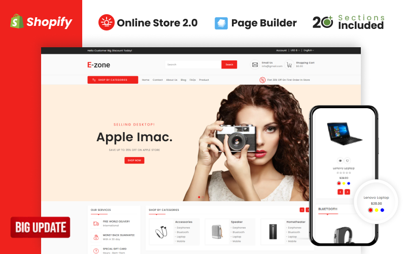 Ezone 电子商店 Shopify 主题