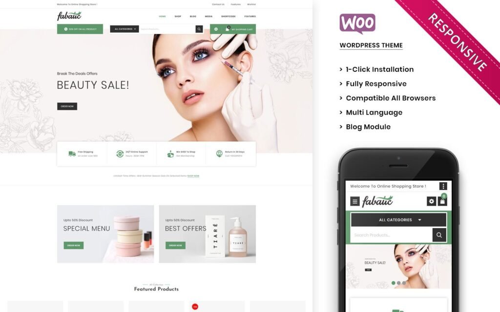 Fabatic-高级化妆品商店WooCommerce主题