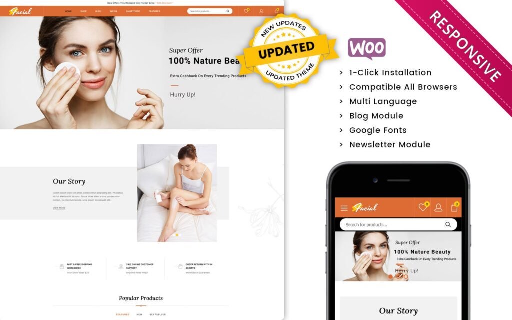 Facial – 女士化妆品商店的WooCommerce主题