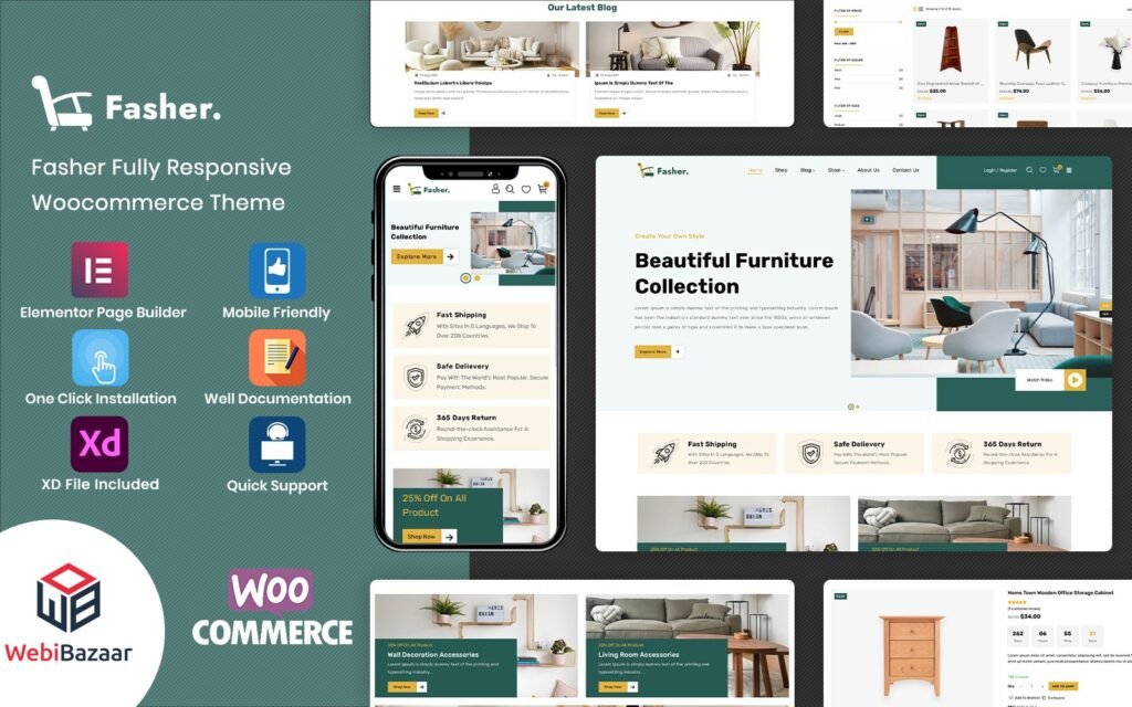 Fasher – 家具 Elementor WooCommerce 模板