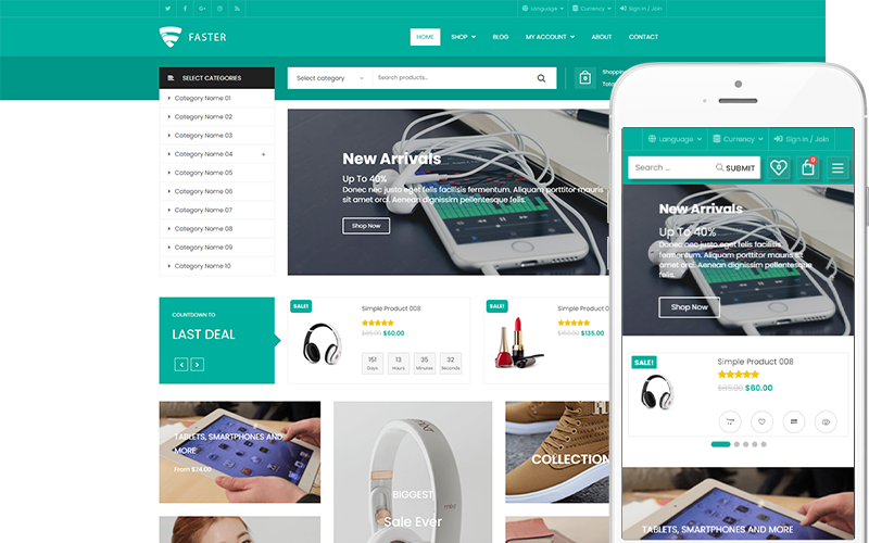 Faster – 多功能主题 WooCommerce 主题