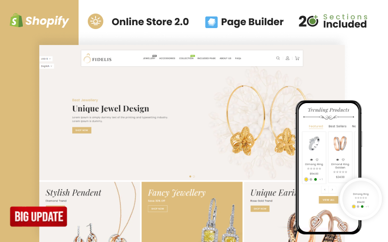 Fidelis Jewellery Store 是Shopify主题。