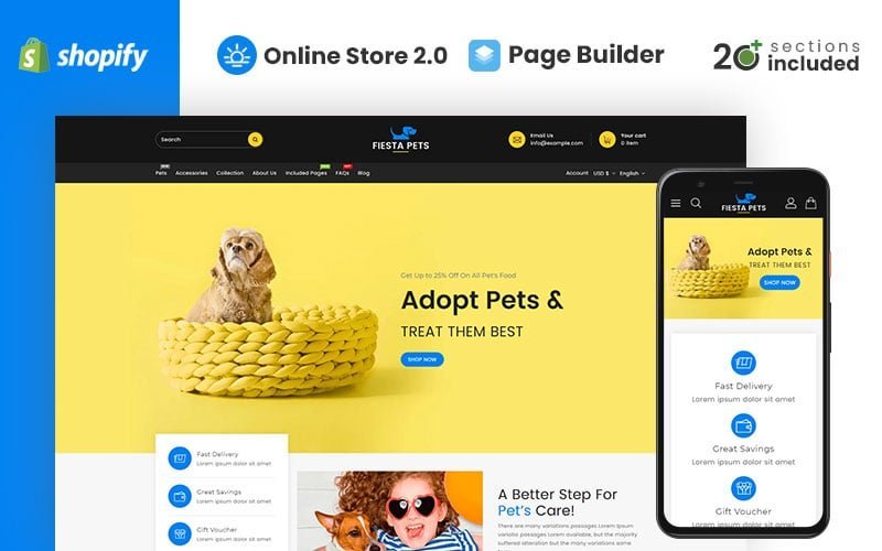 Fiesta宠物商店Shopify主题