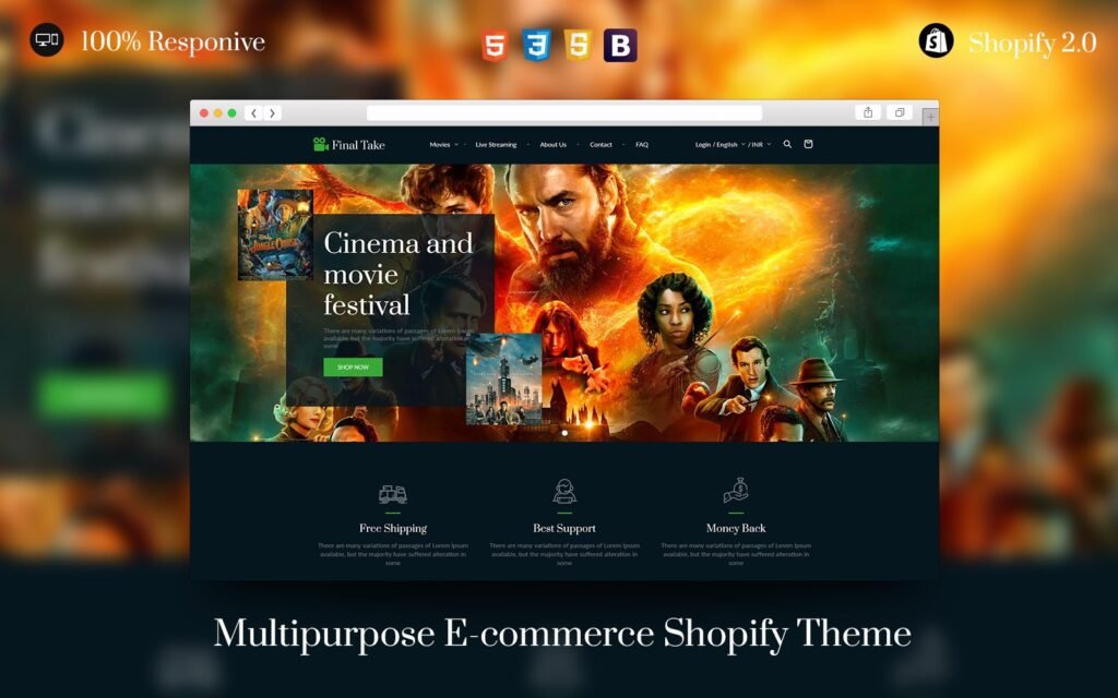 Final Take是一款数字音频视频电影照片Shopify主题。