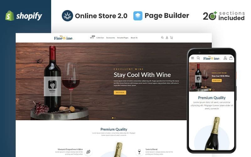 Fine Wine Responsive Shopify Theme是一款专为葡萄酒品牌设计的响应式Shopify主题。