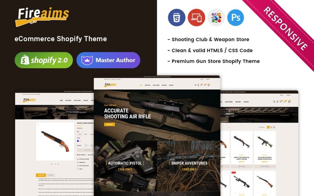 Fireaims – 武器商店和射击俱乐部Shopify主题