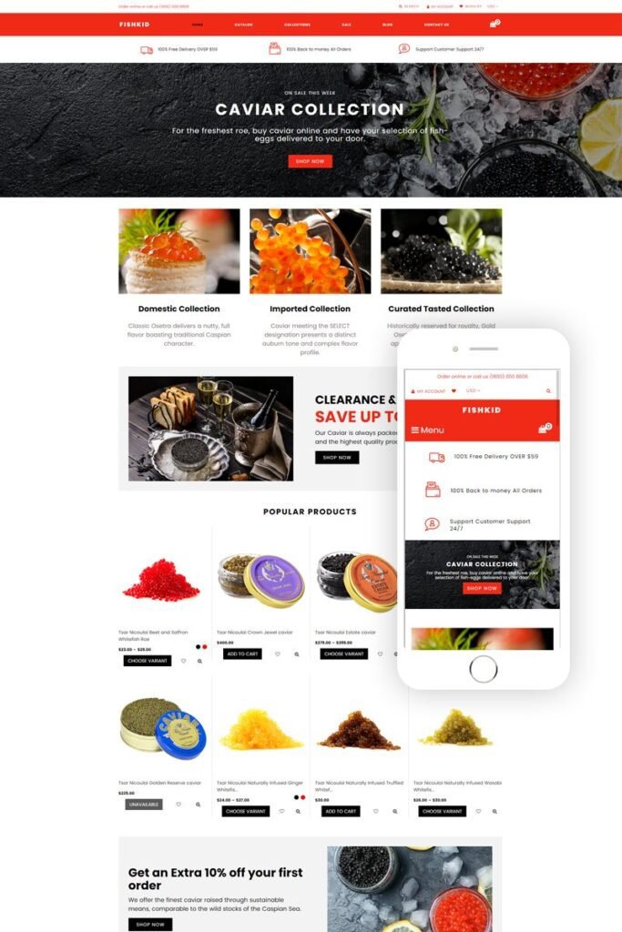 FISHKID – 食品商店创意Shopify主题