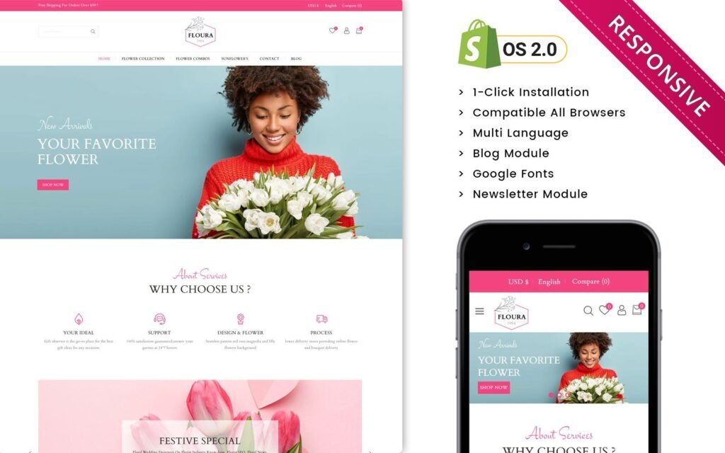 Flourastore – 花店 Shopify 响应式商店