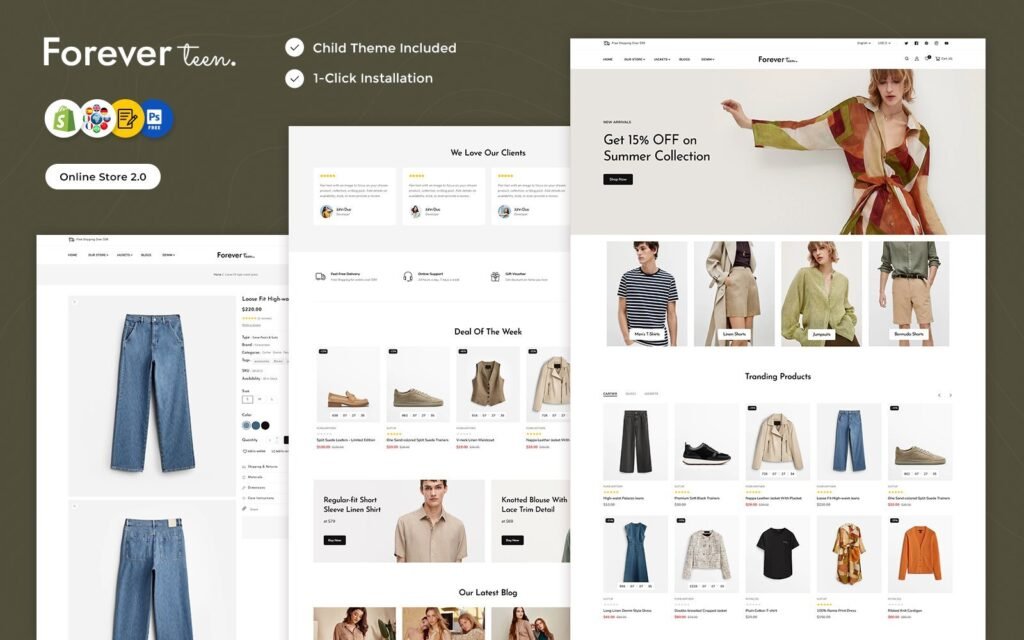 Foreverteen – 服装、时尚、鞋类多用途响应式高级Shopify主题