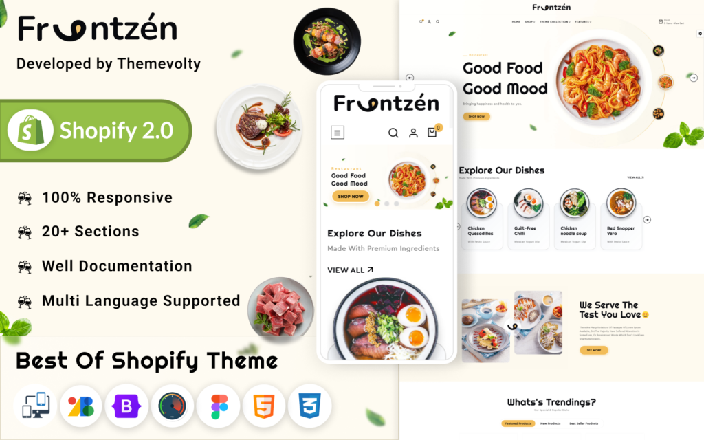 Frantzen Mega Rich Food Restaurant Shopify 2.0 Responsive Template 是一个响应式模板，适用于餐厅或美食类网站，旨在提供富有创意和功能性的设计。这个模板适用于 Shopify 2.0 平台，能够帮助餐厅业主建立一个具有现代感和用户友好的在线店铺。