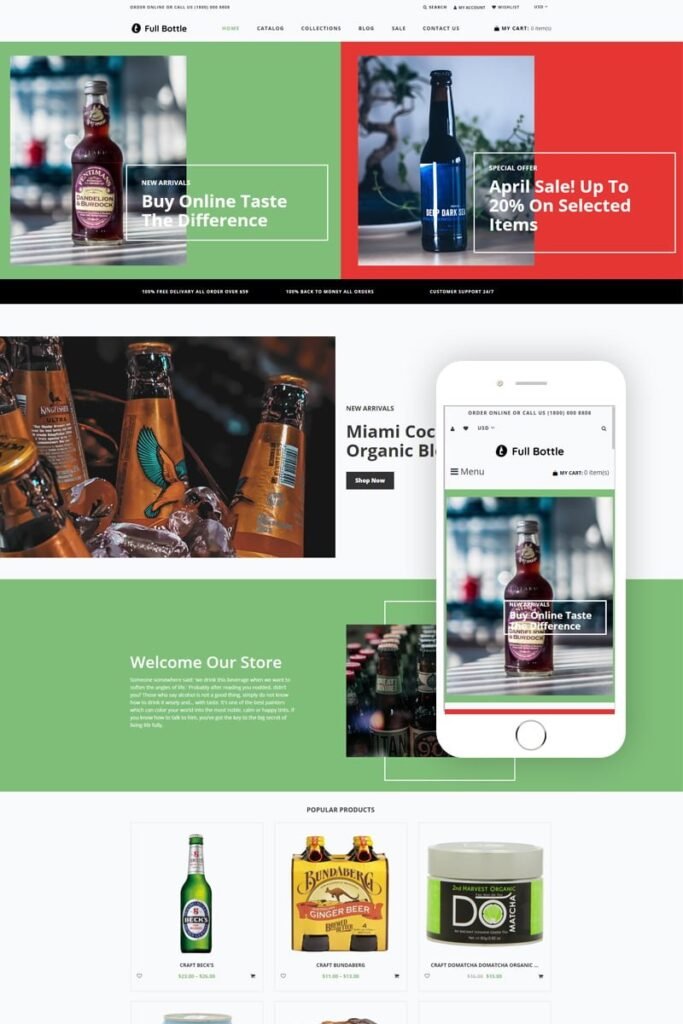 全瓶-饮料店清洁Shopify主题