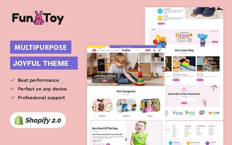 Fun-N-Toy- 儿童玩具、服装、游戏和鞋子- 高级 Shopify 2.0 多用途响应式主题