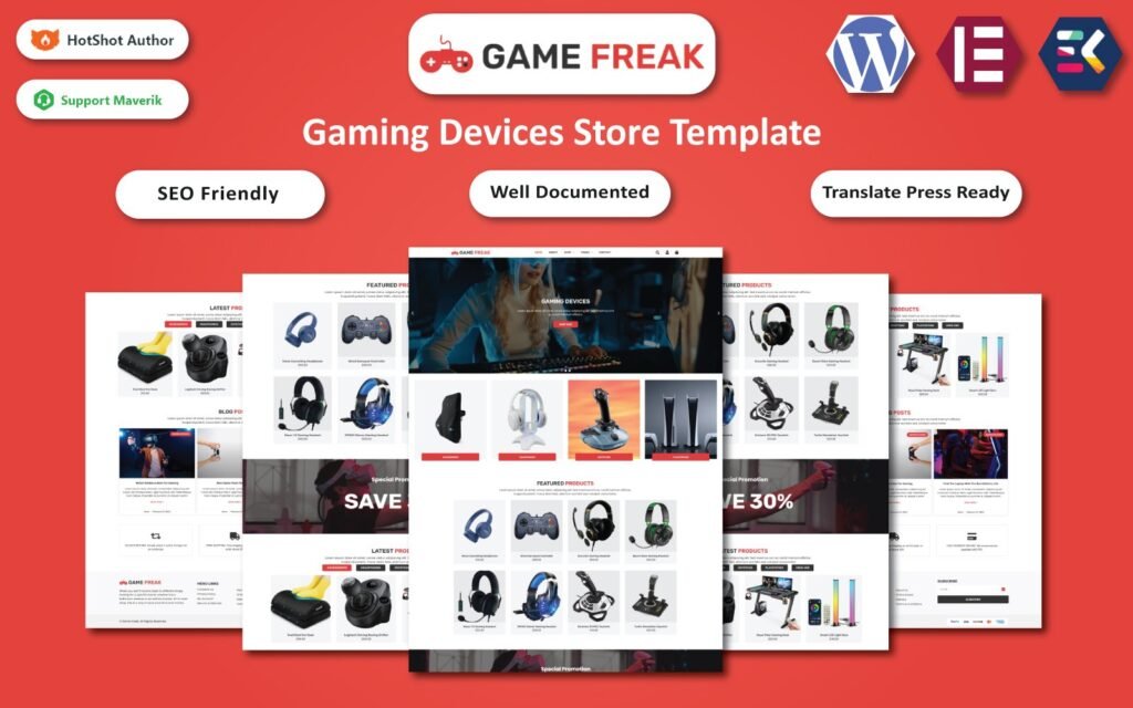 Game Freak – 游戏设备和配件商店WooCommerce Elementor模板