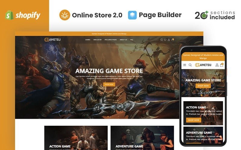 Gametsu – 娱乐与游戏多用途Shopify主题