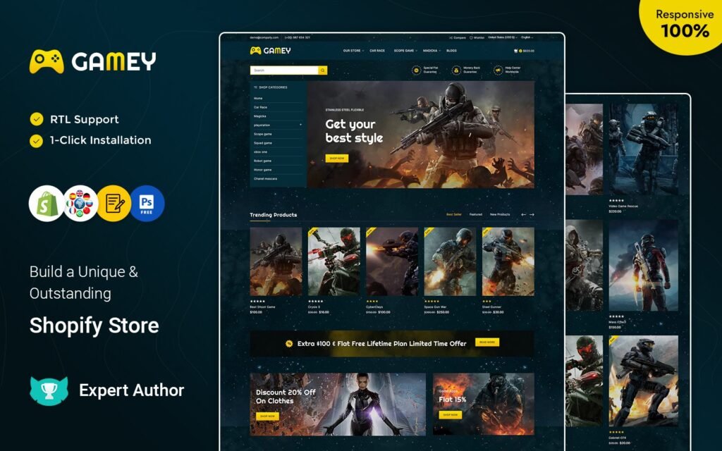 Gamey – 在线游戏商店 Shopify OS2.0 响应式主题