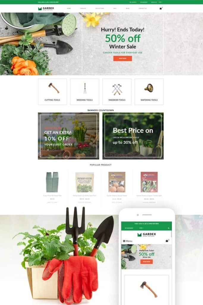 Gardex – 园艺清洁Shopify主题