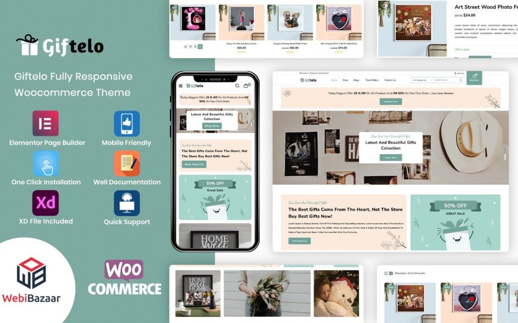 Giftelo – 手工礼品和照片艺术 Elementor WooCommerce 主题
